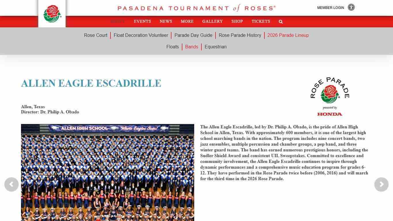 2026 Lineup Bands - Tournament of Roses