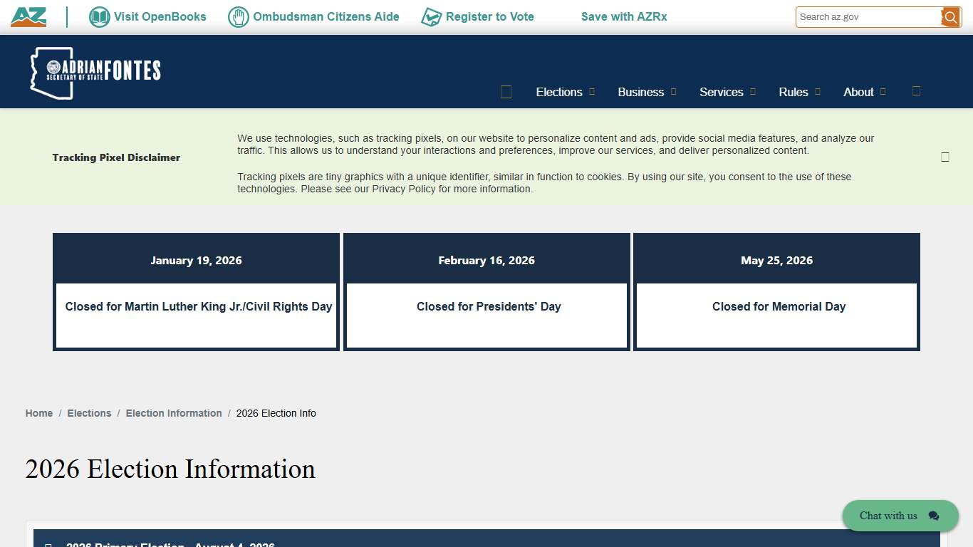 2026 Election Info | Arizona Secretary of State